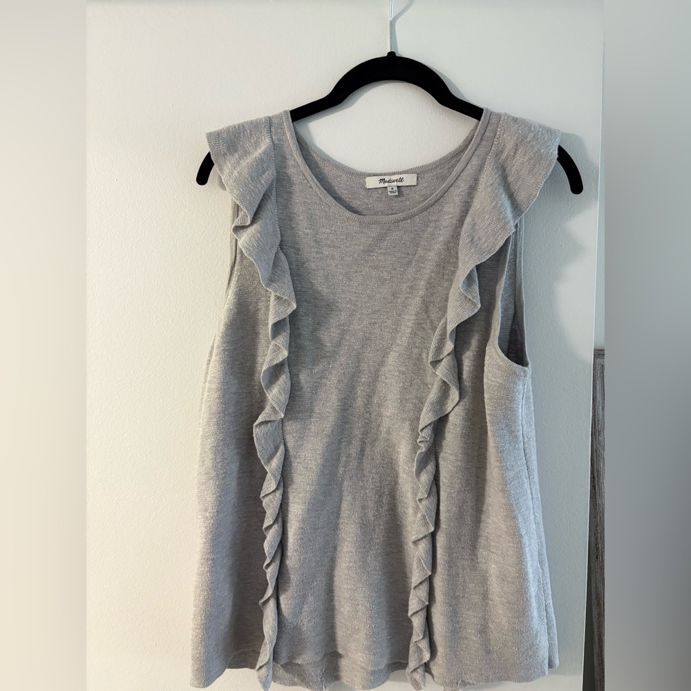 Madewell Gray Ruffle Tank Top